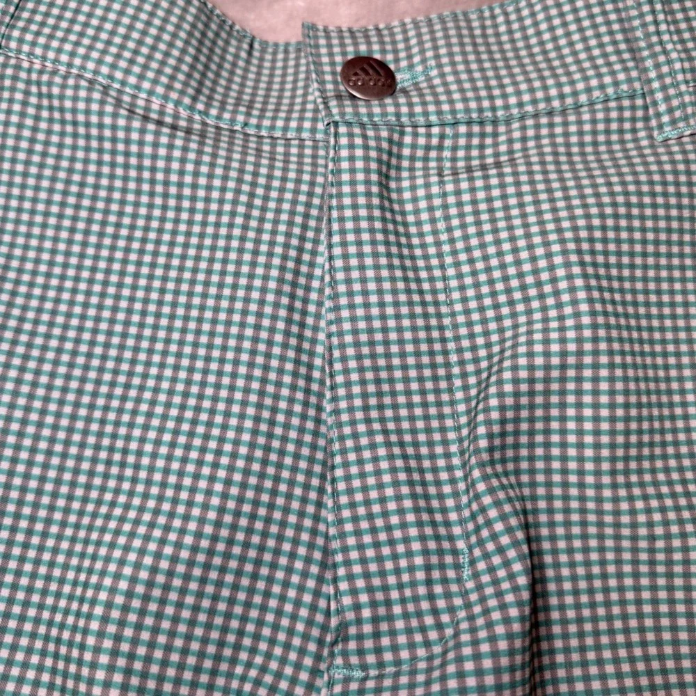 Adidas Mens Size 30 Ultimate 365 Golf Shorts Green White Gingham Check Preppy
